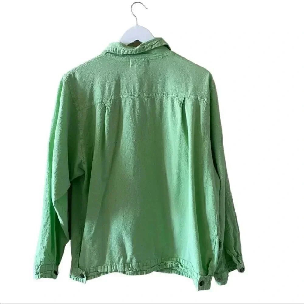 Honey Komb Vintage Kelly Lime Green Perma Shrunk Ezze Wear Cotton S/P - Picture 10 of 12